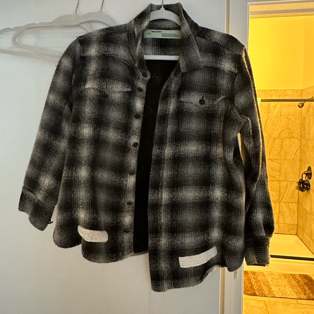 Off White: Button Down Flannel Shacket
